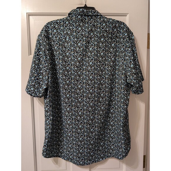 Visitor Premium 4-Way Stretch Floral Shirt Men’s XL Blue Black Button Front - Picture 4 of 9